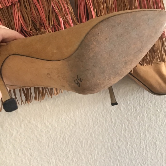 Brian Atwood Pink Brown Tiered Fringed Suede Boots Italy 40 - Picture 4 of 7